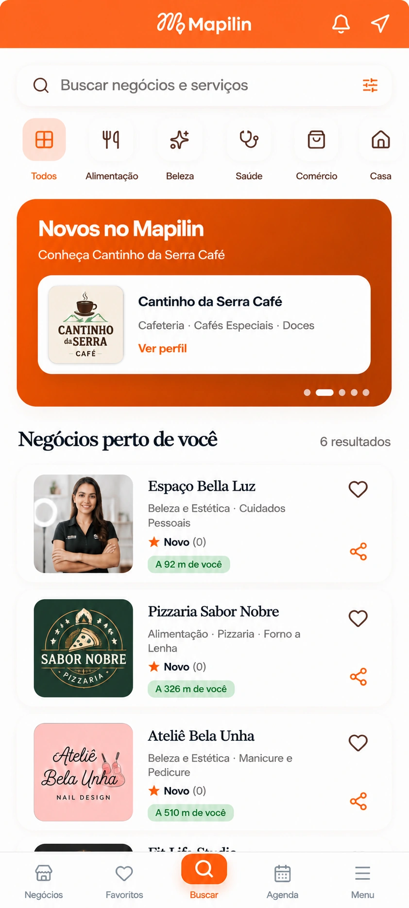 Interface do Mapilin em celular